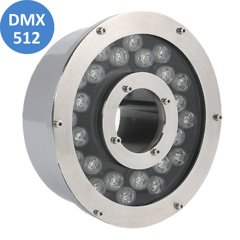 DC24V 24W 24LEDs RGB DMX Water Fountain LED Ring Light Commercial